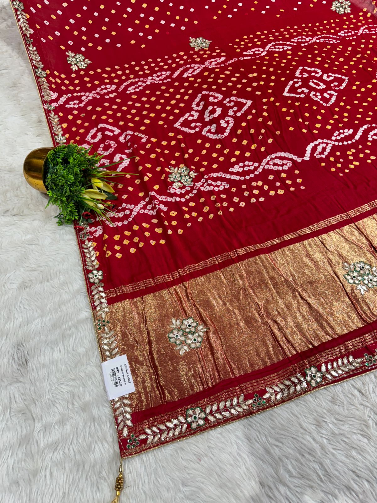 ✨ Maroon Bandhani Gota Patti Saree with Golden Pallu | Festive Wear Saree by Shagun Fashion 🪔