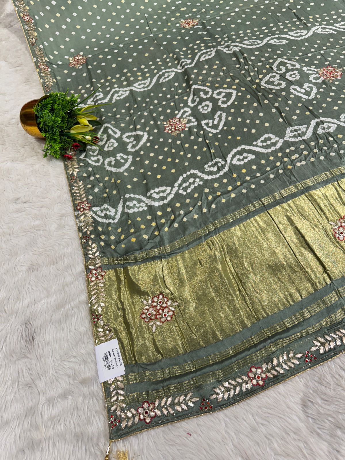 ✨ Maroon Bandhani Gota Patti Saree with Golden Pallu | Festive Wear Saree by Shagun Fashion 🪔