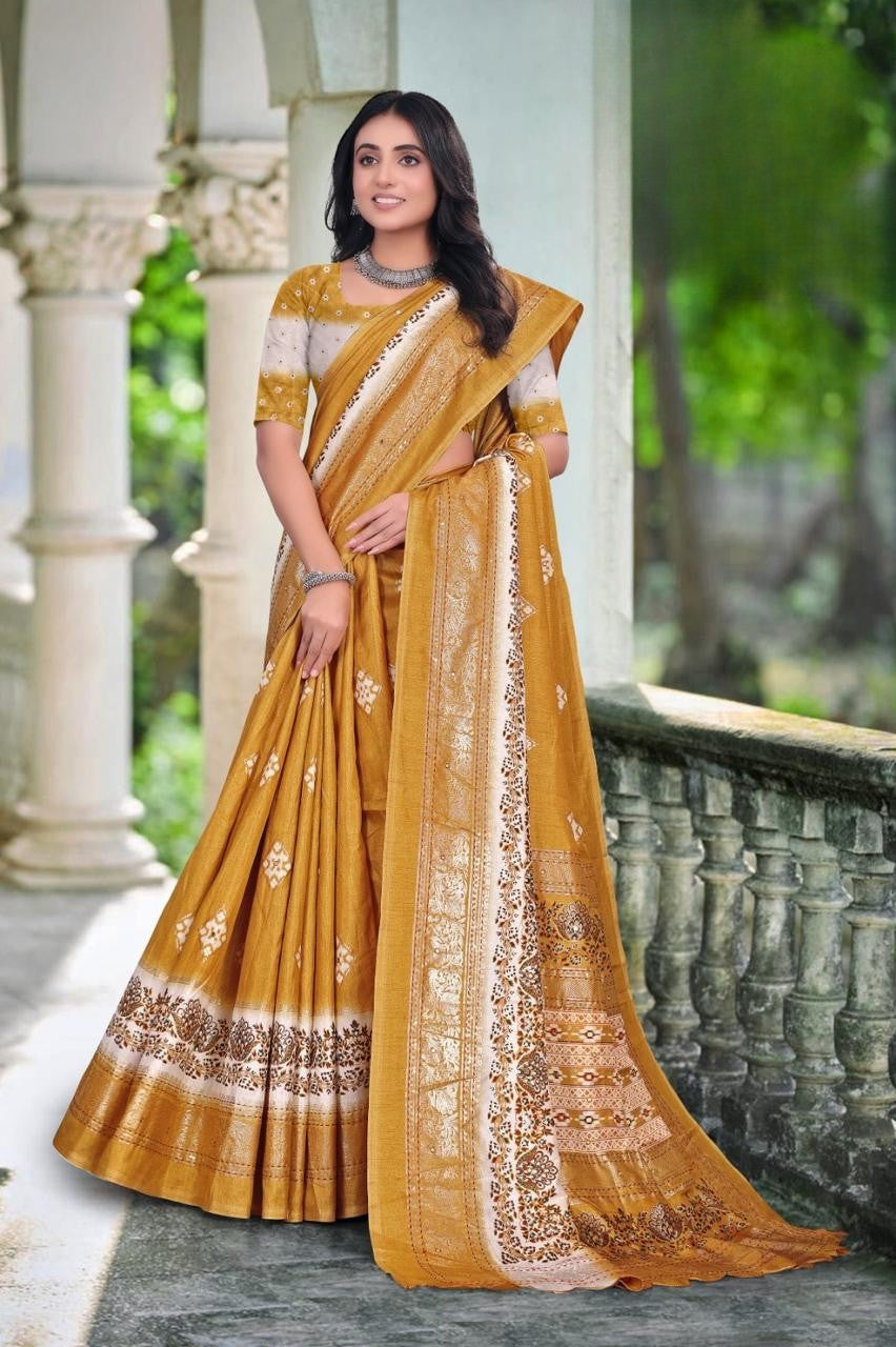 Soft Silk Saree with Scalloped Border & Designer Blouse