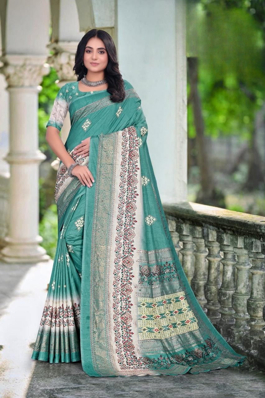 Soft Silk Saree with Scalloped Border & Designer Blouse