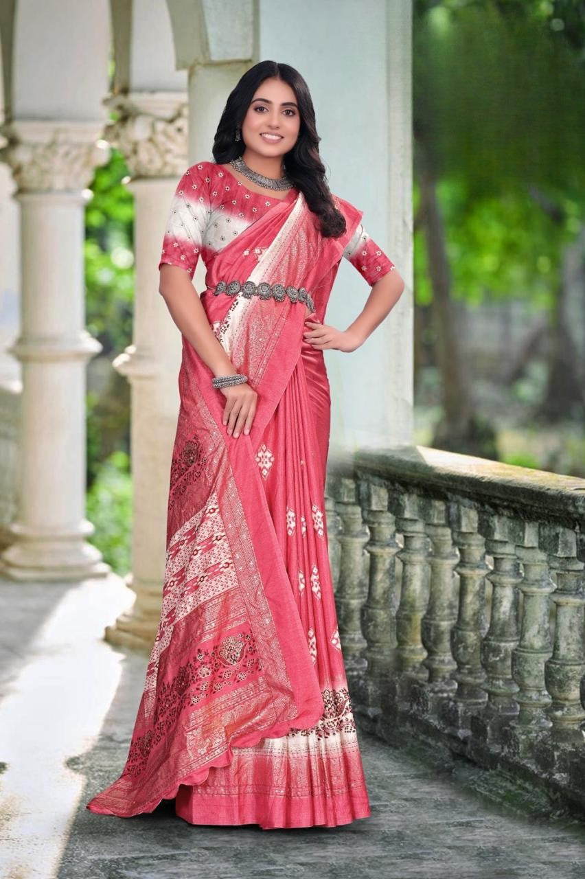 Soft Silk Saree with Scalloped Border & Designer Blouse