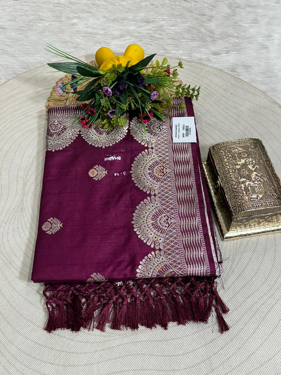 Banarasi Silk Saree with Zari Border Festive & Wedding Wear