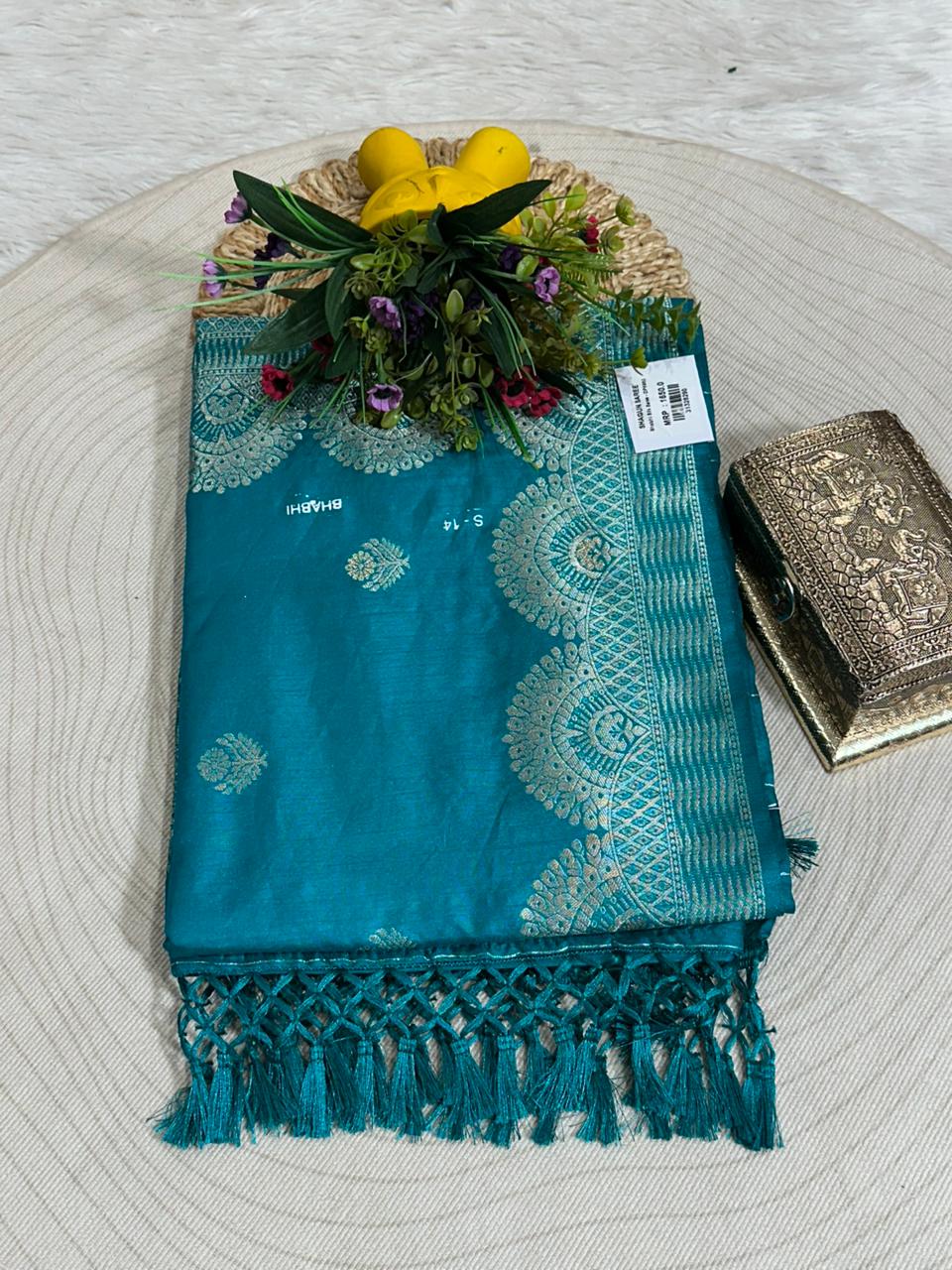 Banarasi Silk Saree with Zari Border Festive & Wedding Wear
