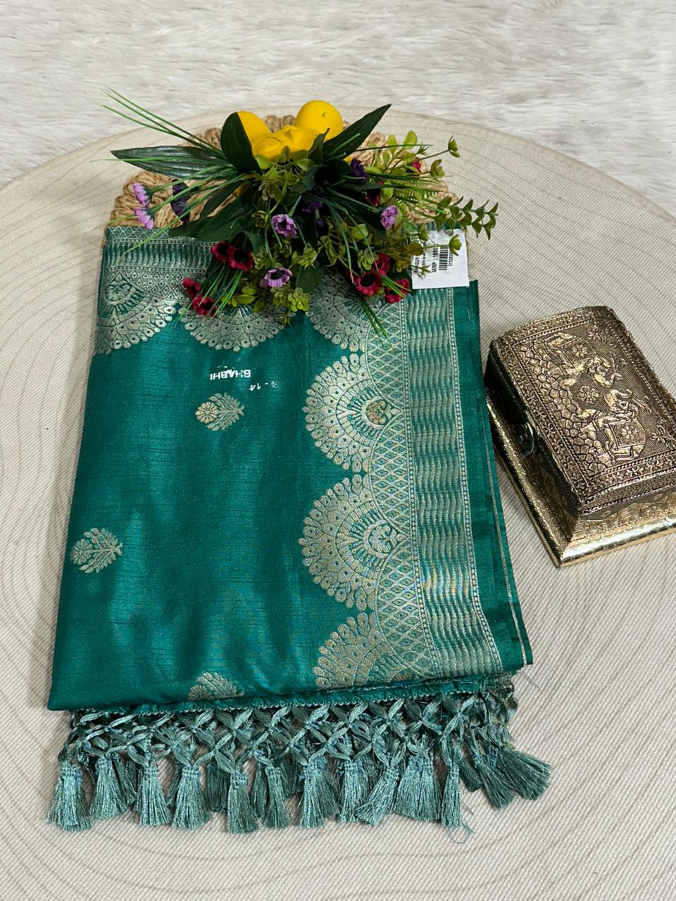 Banarasi Silk Saree with Zari Border Festive & Wedding Wear