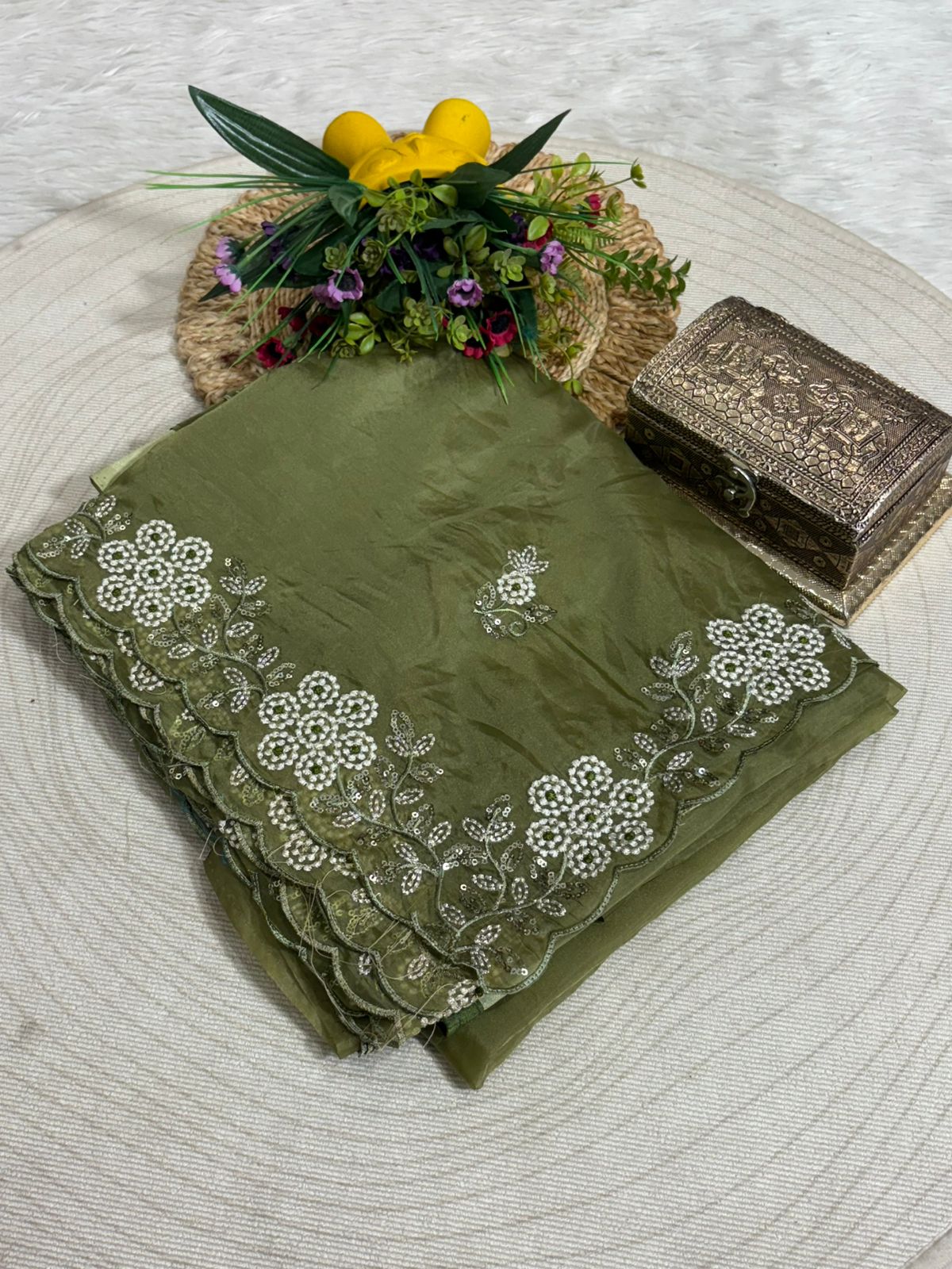 Organza Party Wear Saree | Embroidered Beaded Border | Shagun Sarees Exclusive