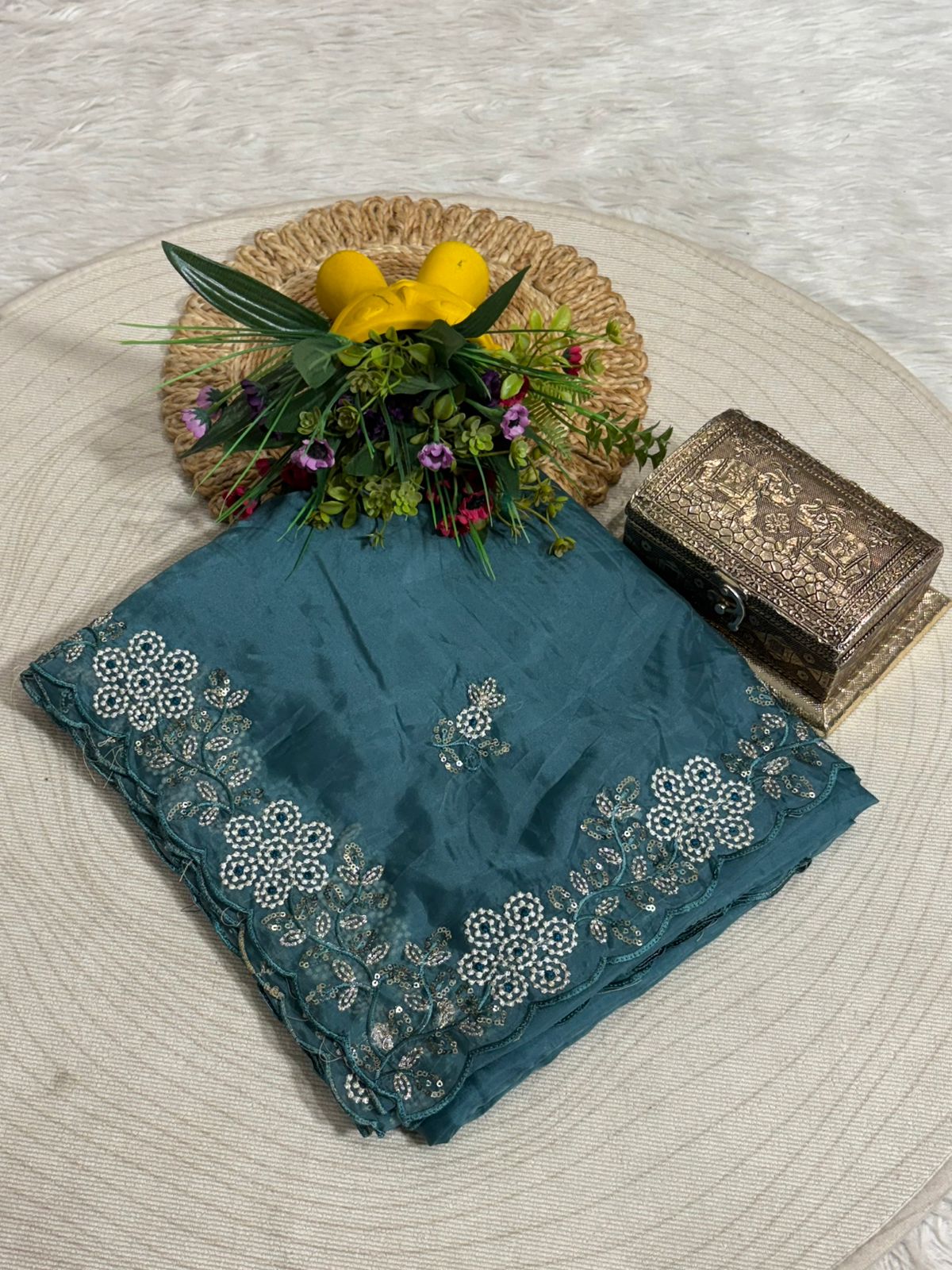 Organza Party Wear Saree | Embroidered Beaded Border | Shagun Sarees Exclusive