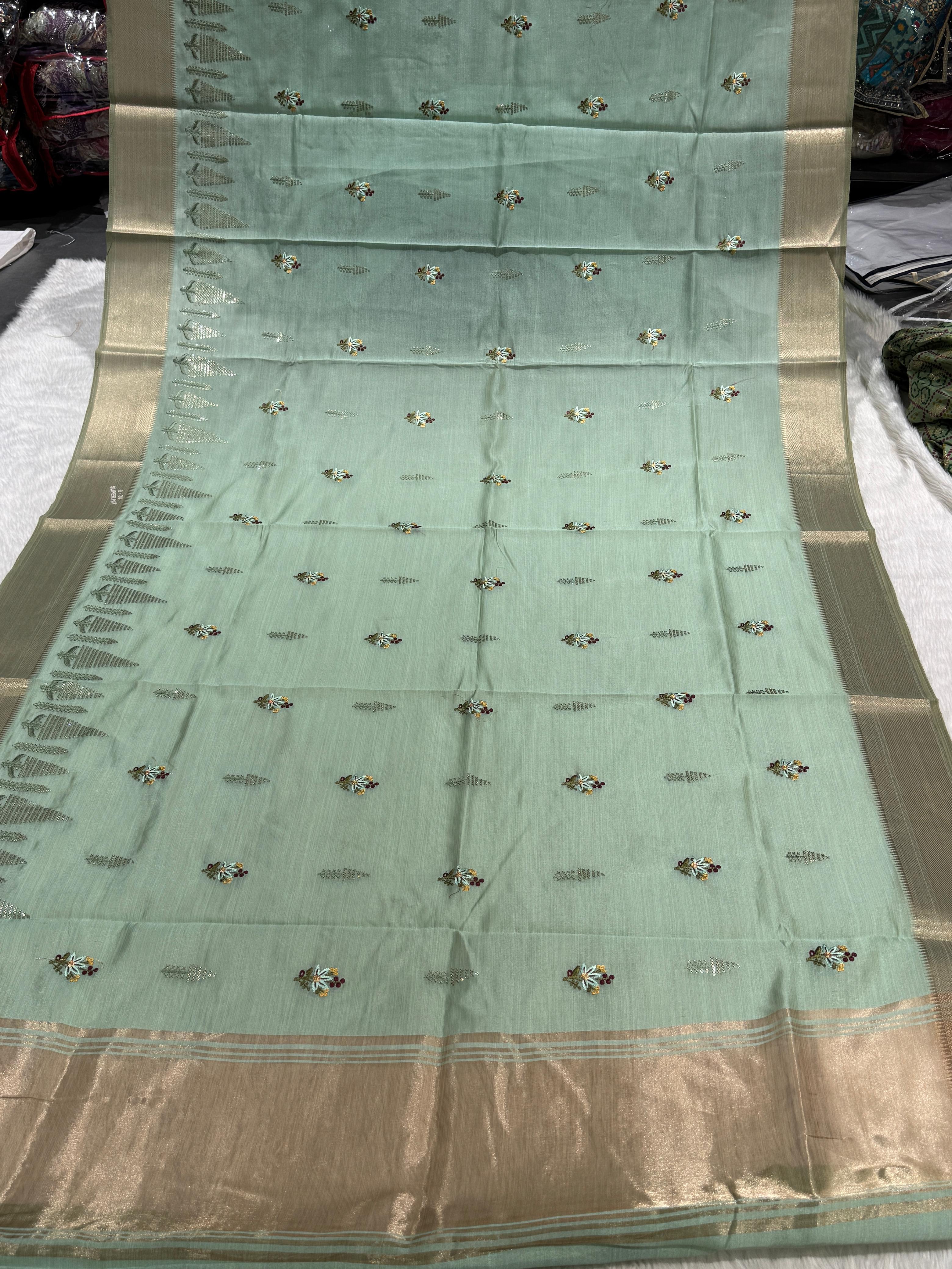 🌿 Elegant Cotton Silk Saree with Tree & Artistic Pallu Work | Simple Yet Stunning Look ✨ | Traditional Wear for Women 🌸