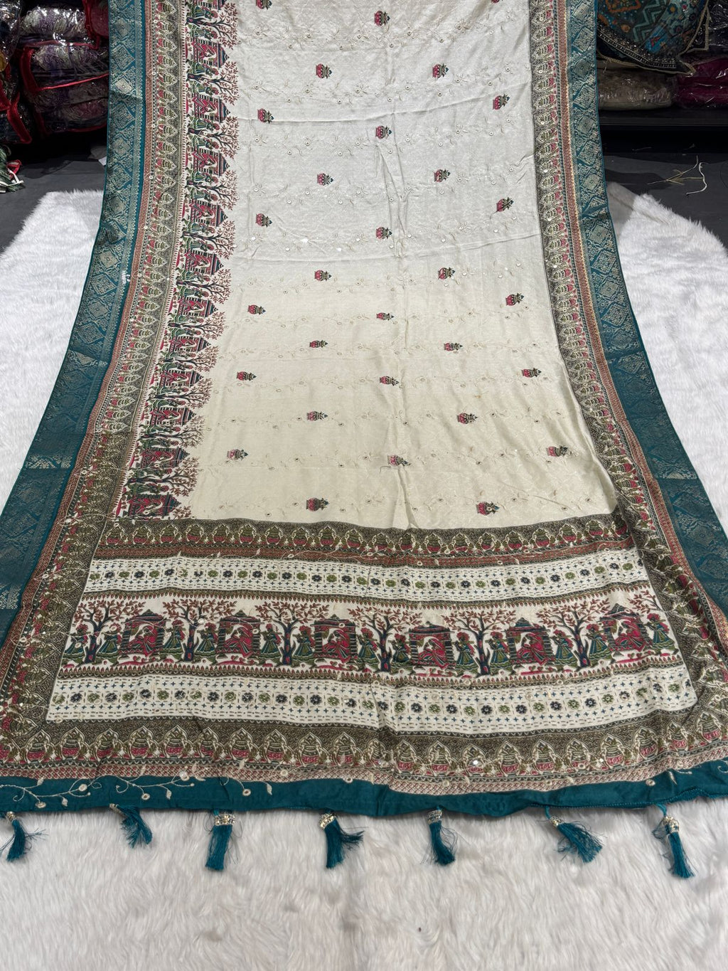 💫 Elegant Pashmina Saree with Vadivela Design, Golden & Mirror Work ✨ | Budget-Friendly Beauty 💸 | Trending in Gujarat & India 🇮🇳
