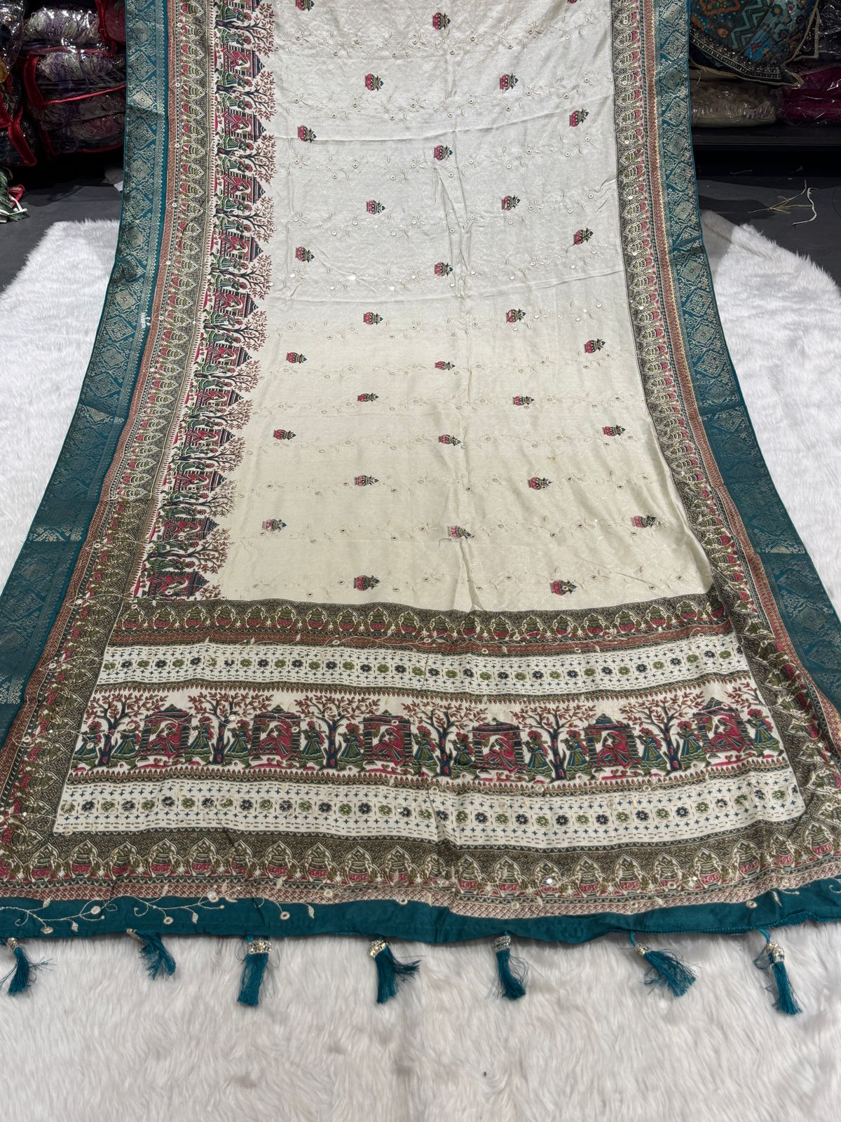 💫 Elegant Pashmina Saree with Vadivela Design, Golden & Mirror Work ✨ | Budget-Friendly Beauty 💸 | Trending in Gujarat & India 🇮🇳