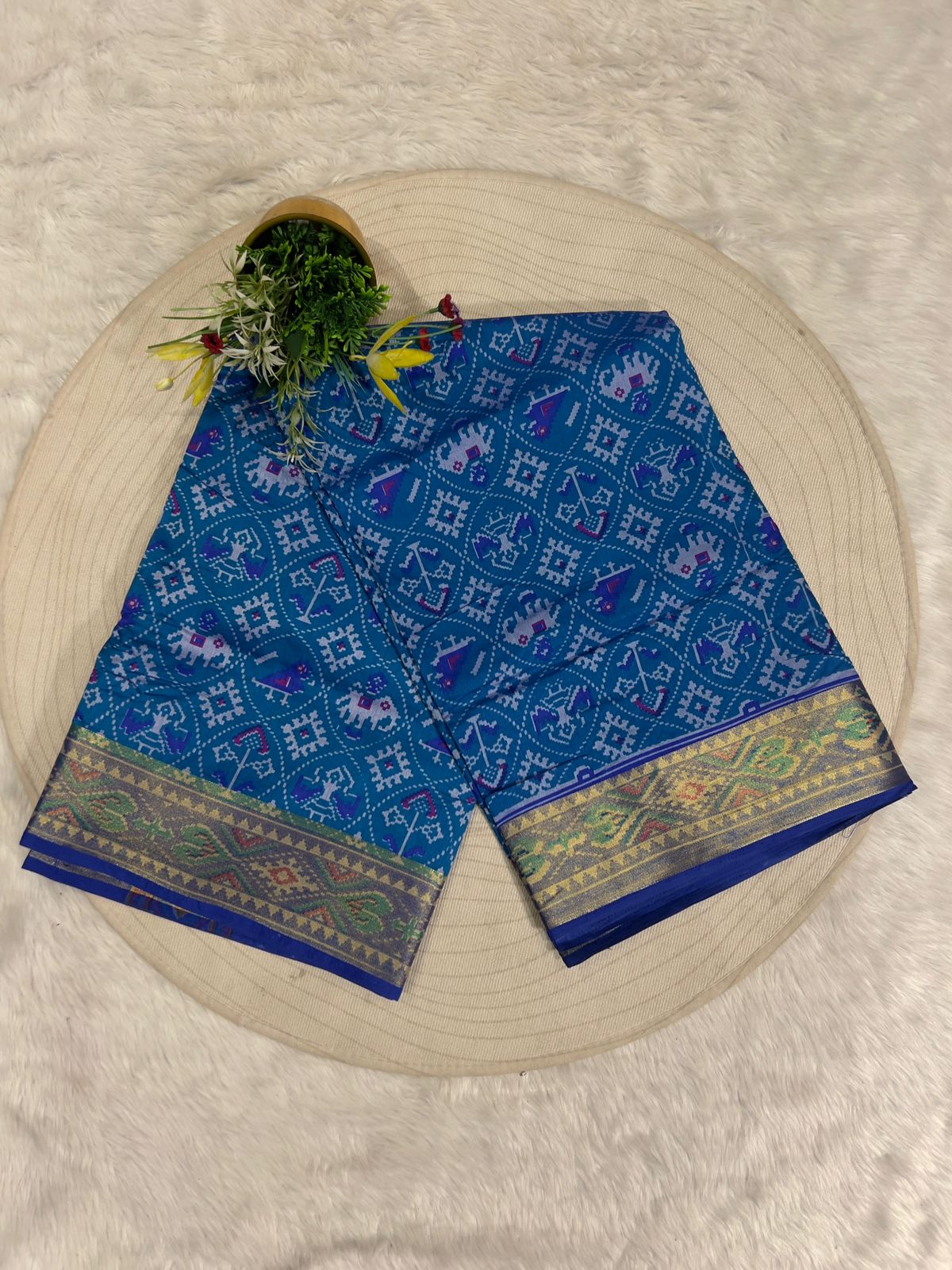💙 Blue Silk Patola Saree with Animal & Bird Motifs 🦚🕊 | Handloom Look | Trending Gujarati Style💫
