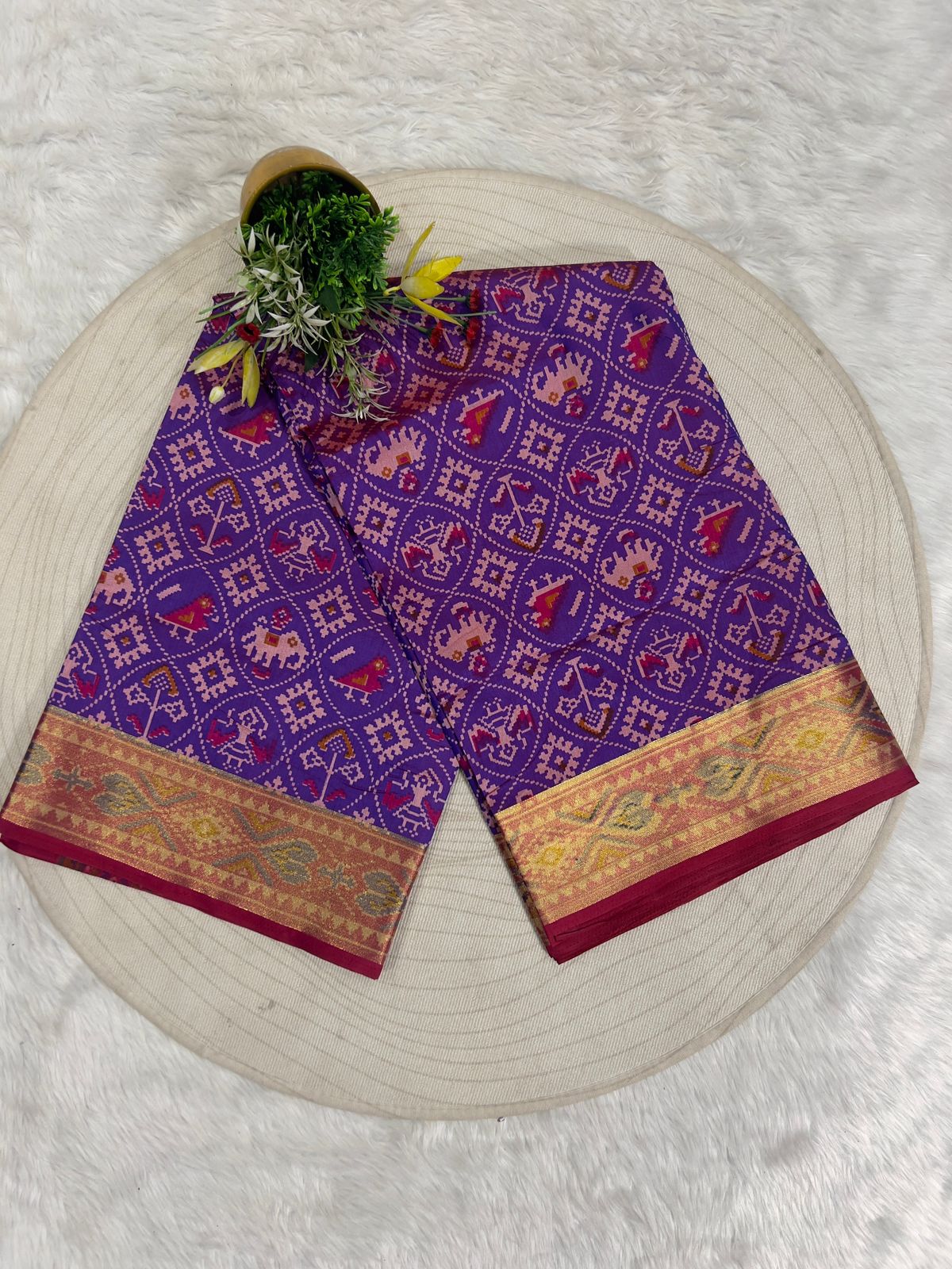 💙 Blue Silk Patola Saree with Animal & Bird Motifs 🦚🕊 | Handloom Look | Trending Gujarati Style💫