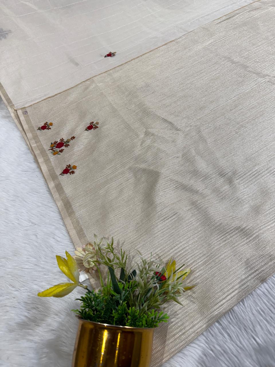 Elegant Pure Cotton Saree with Dhaga Embroidery | Fancy Party Wear Saree by Shagun Fashion 💫🧵