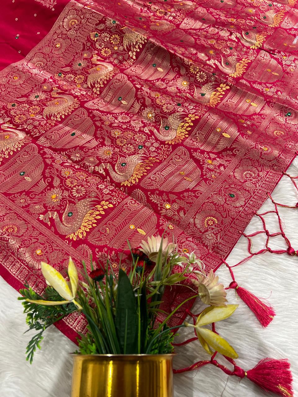 Heavy Work Saree for Wedding & Party 🎉 | Full Embroidery with Jaal Pallu ✨ | Shagun Fashion Exclusive