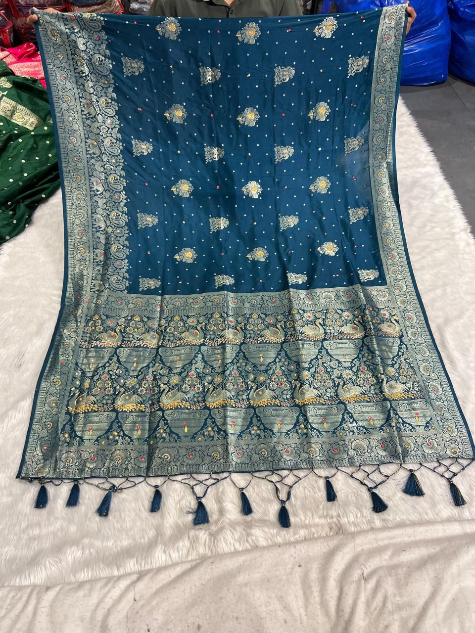 Heavy Work Saree for Wedding & Party 🎉 | Full Embroidery with Jaal Pallu ✨ | Shagun Fashion Exclusive
