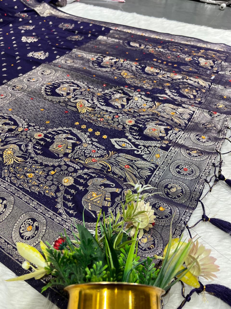 Peacock Design Heavy Work Saree 🦚 | Full Embroidered Pallu & Border 💫 | Party & Wedding Wear by Shagun Fashion
