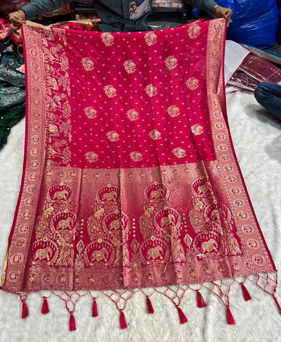 Peacock Design Heavy Work Saree 🦚 | Full Embroidered Pallu & Border 💫 | Party & Wedding Wear by Shagun Fashion