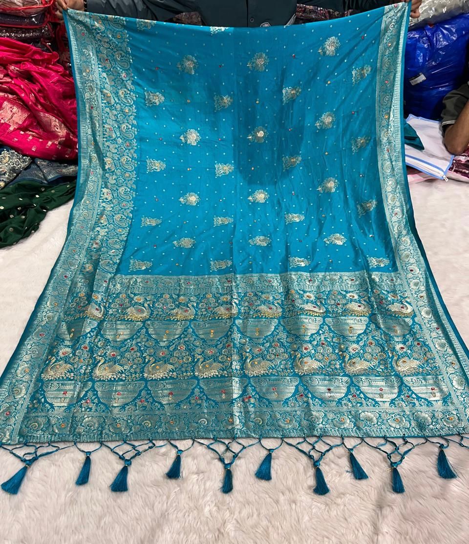 Heavy Work Saree for Wedding & Party 🎉 | Full Embroidery with Jaal Pallu ✨ | Shagun Fashion Exclusive