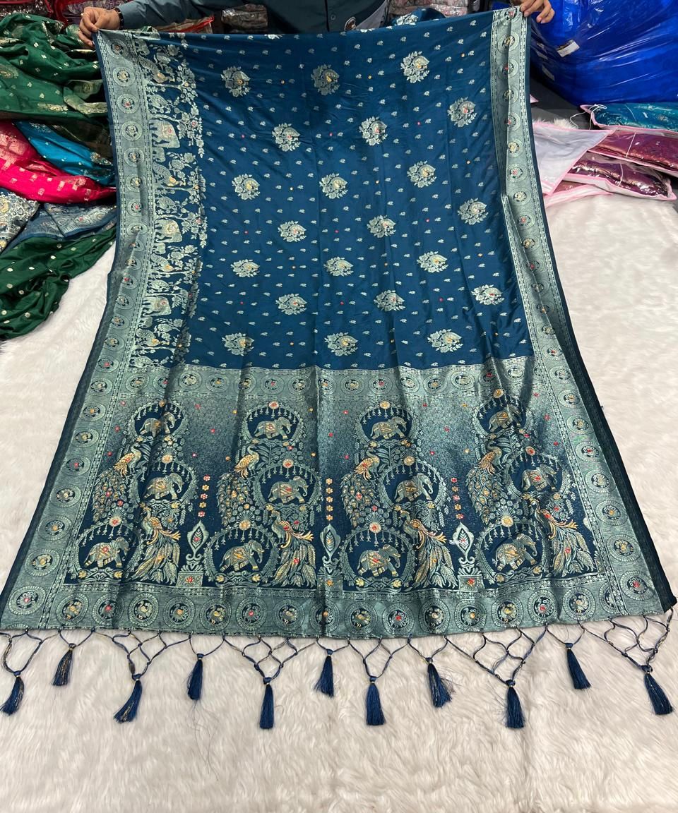 Peacock Design Heavy Work Saree 🦚 | Full Embroidered Pallu & Border 💫 | Party & Wedding Wear by Shagun Fashion