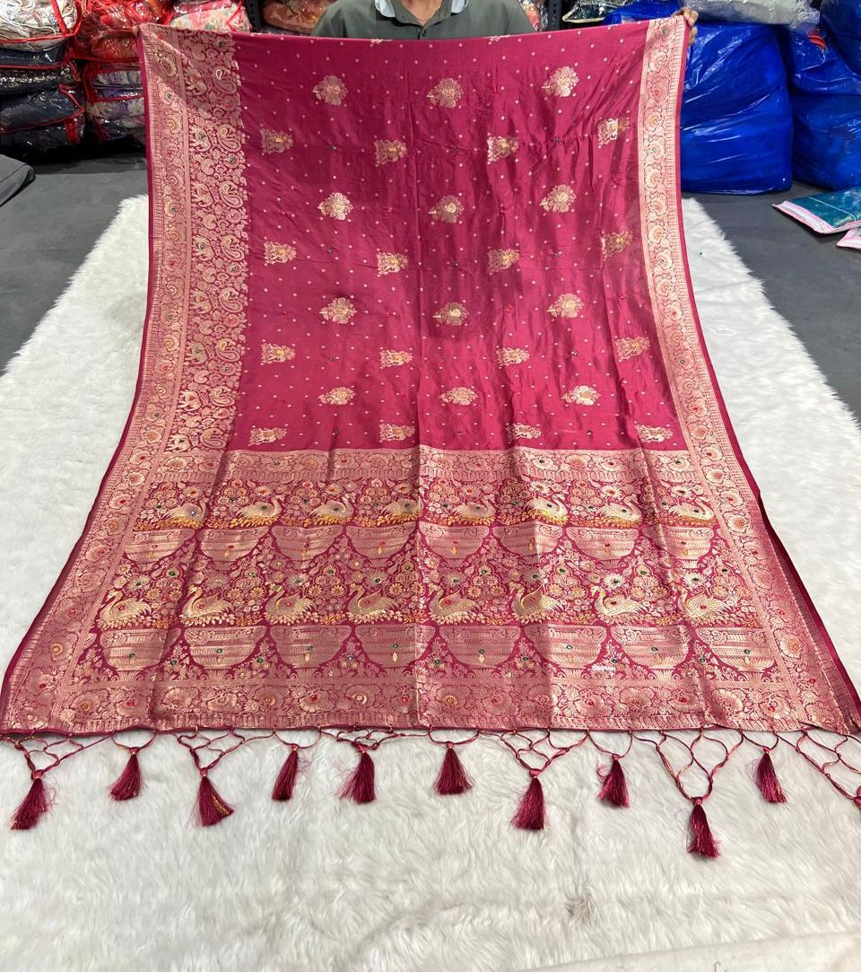 Heavy Work Saree for Wedding & Party 🎉 | Full Embroidery with Jaal Pallu ✨ | Shagun Fashion Exclusive