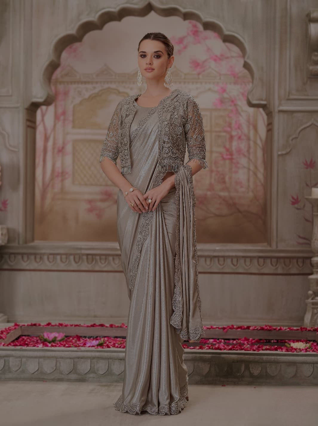 Pure Organza Party Wear Saree with Embroidered Shrug ✨ | Fancy Designer Saree for Weddings & Functions | Shagun Fashion Exclusive | Unstitched Blouse 👚