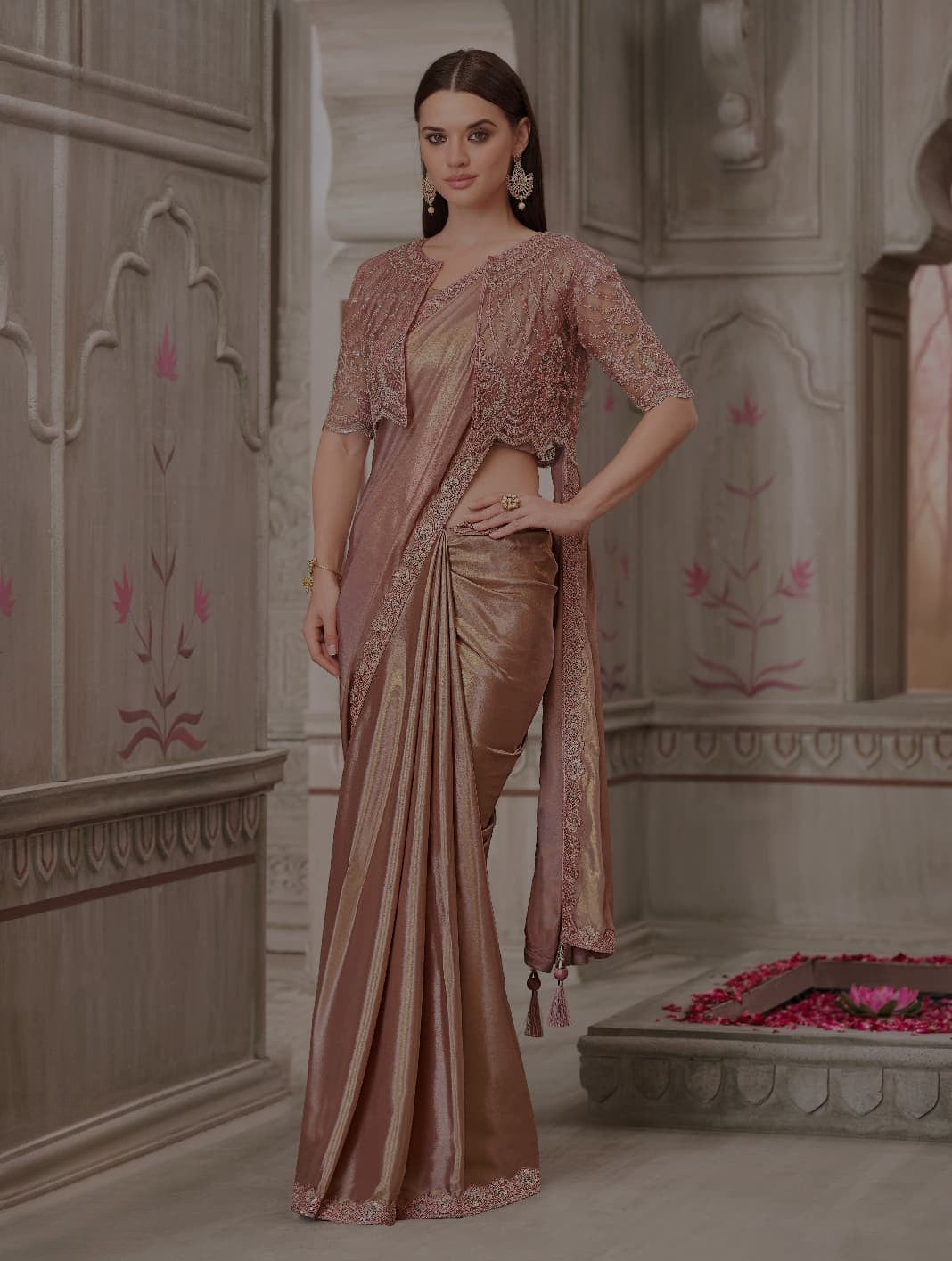 Pure Organza Party Wear Saree with Embroidered Shrug ✨ | Fancy Designer Saree for Weddings & Functions | Shagun Fashion Exclusive | Unstitched Blouse 👚