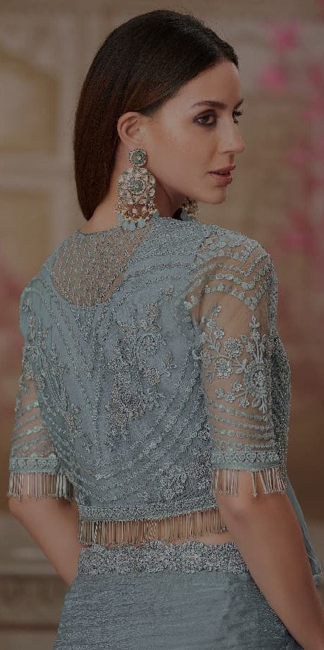Pure Organza Party Wear Saree with Embroidered Shrug ✨ | Fancy Designer Saree for Weddings & Functions | Shagun Fashion Exclusive | Unstitched Blouse 👚