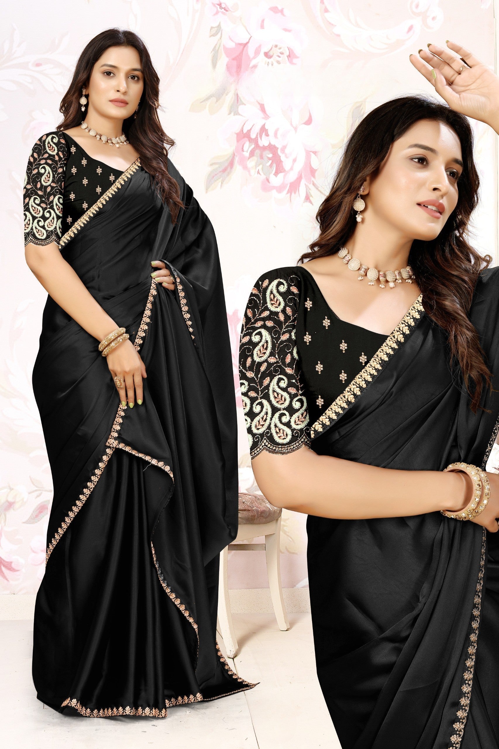 ✨ Premium Melbourne Satin Saree for Weddings & Parties – By Pankhu Fashion 💫