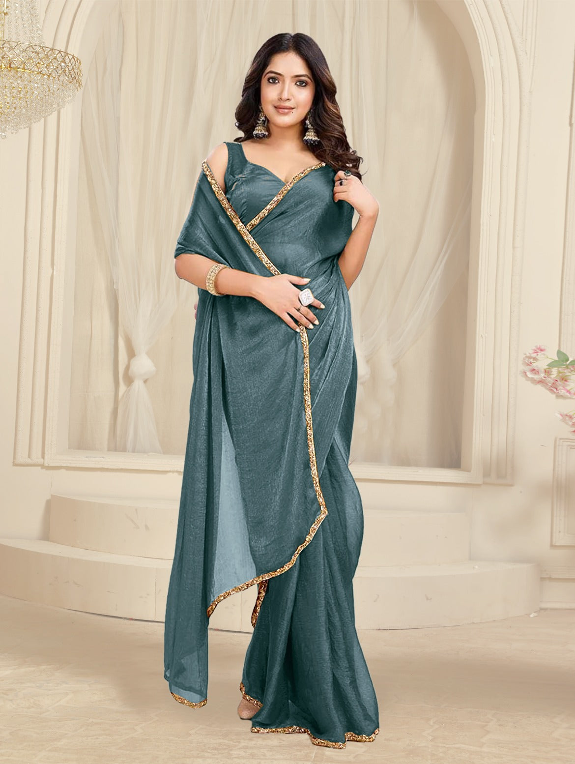 Bollywood Designer Saree with Heavy Lace Border