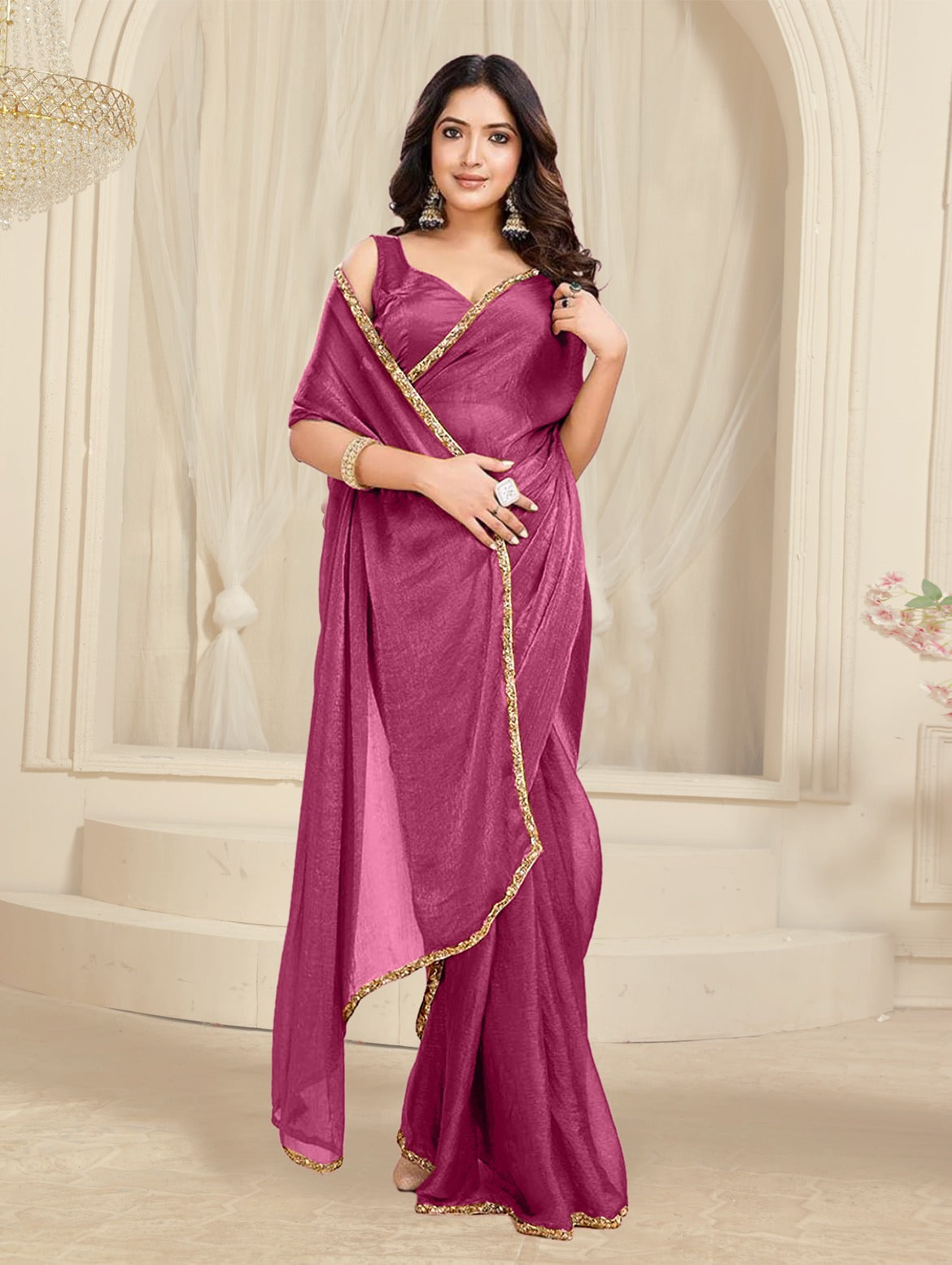 Bollywood Designer Saree with Heavy Lace Border