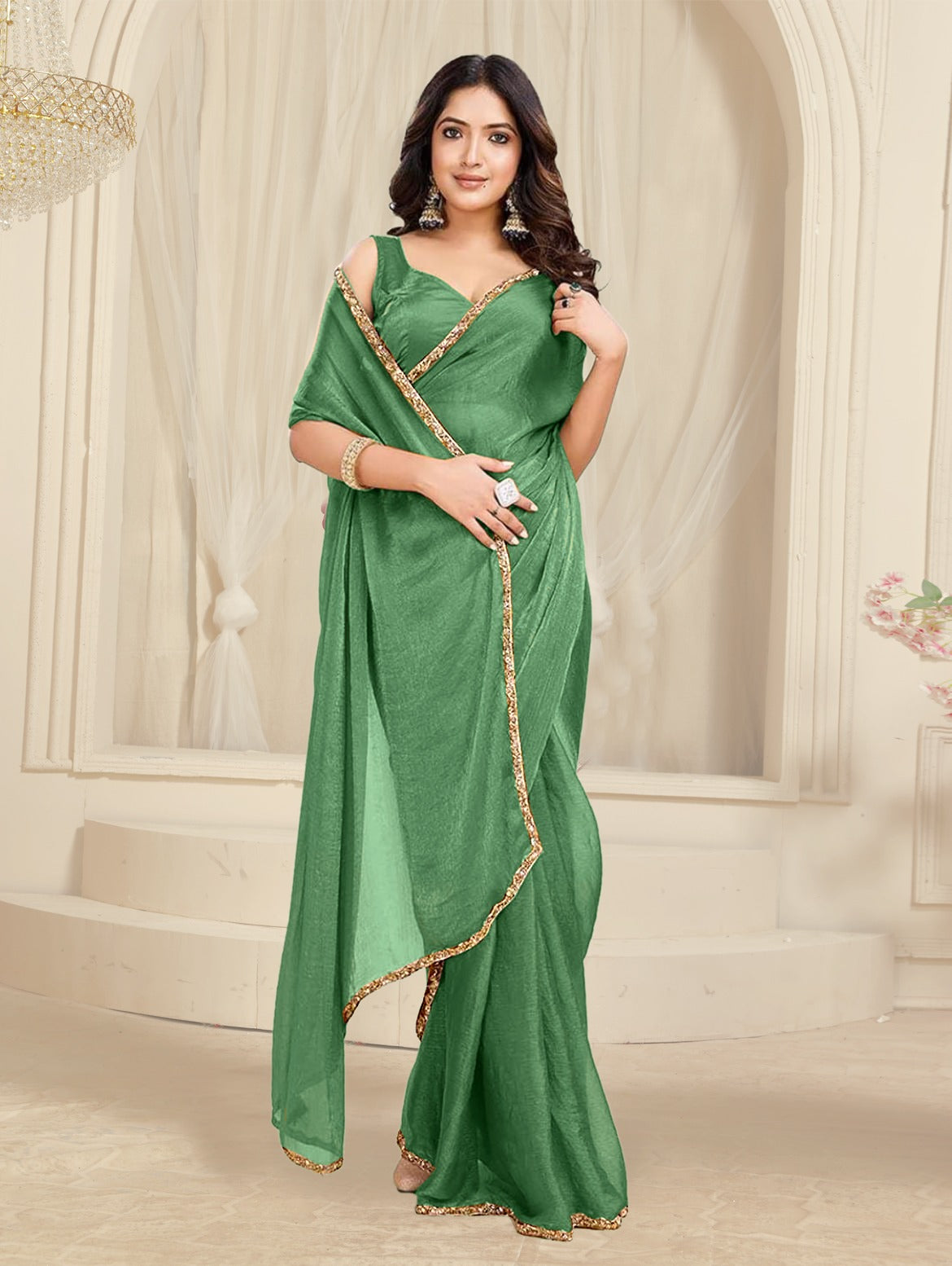 Bollywood Designer Saree with Heavy Lace Border