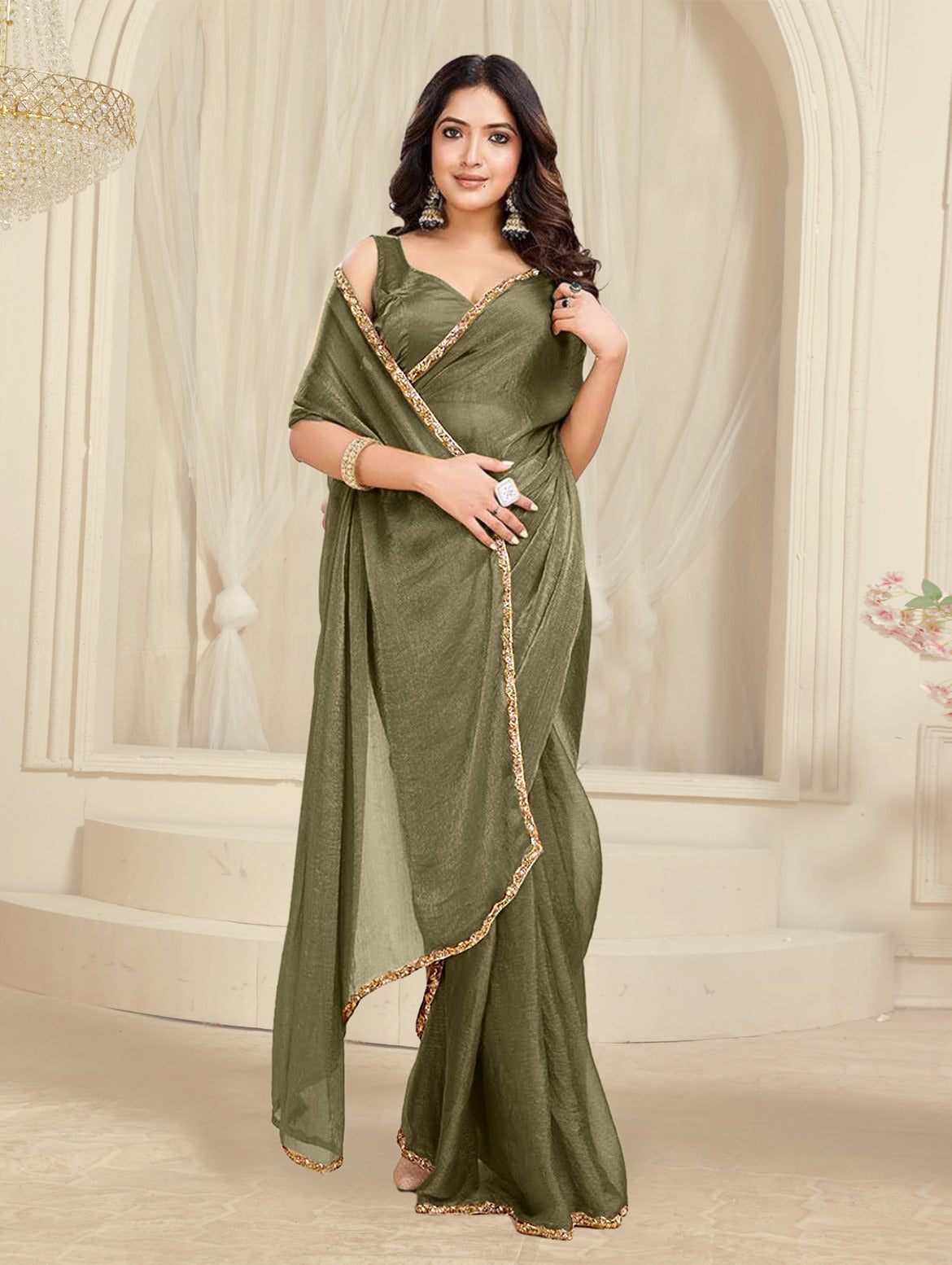 Bollywood Designer Saree with Heavy Lace Border