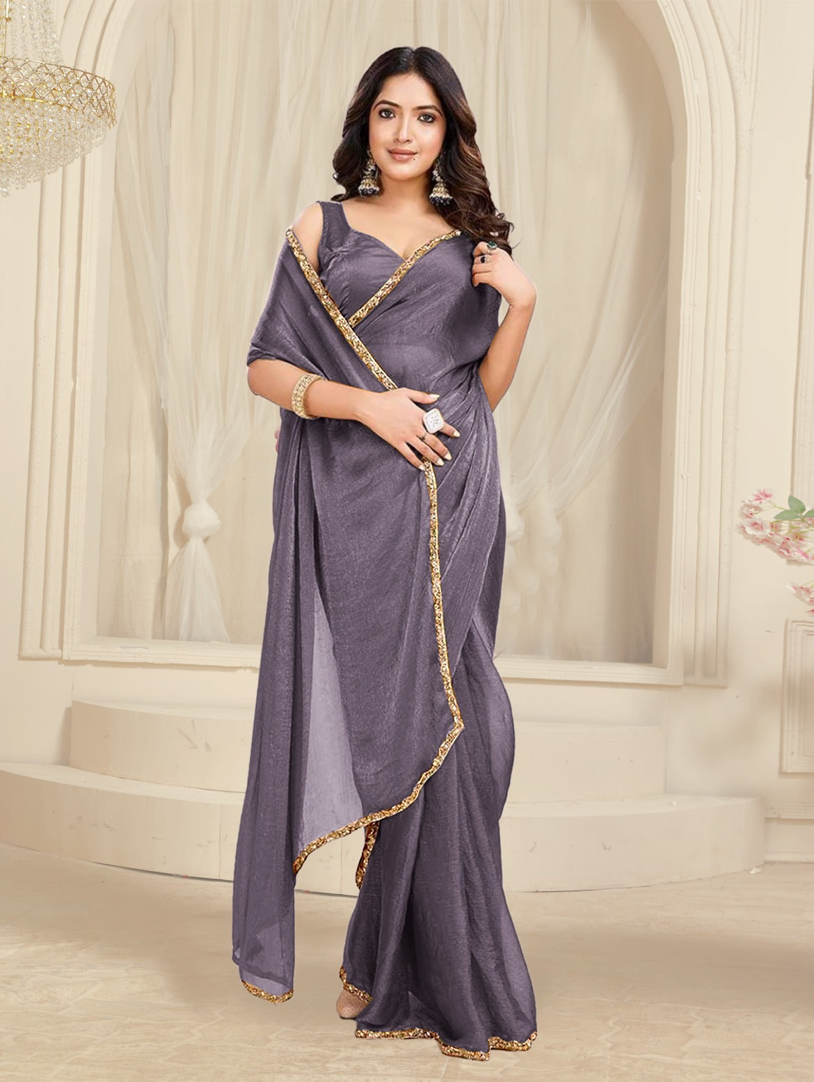 Bollywood Designer Saree with Heavy Lace Border