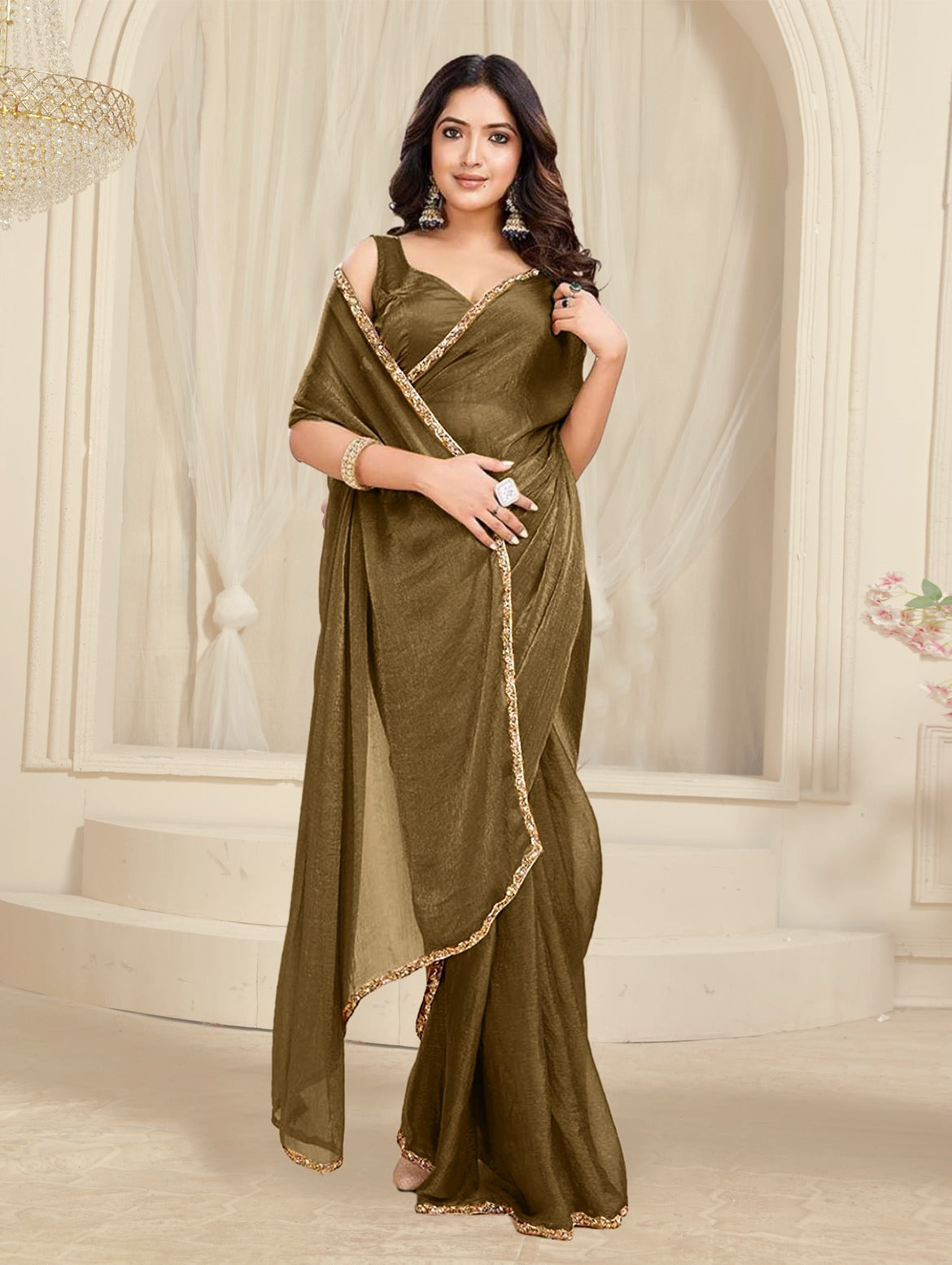 Bollywood Designer Saree with Heavy Lace Border
