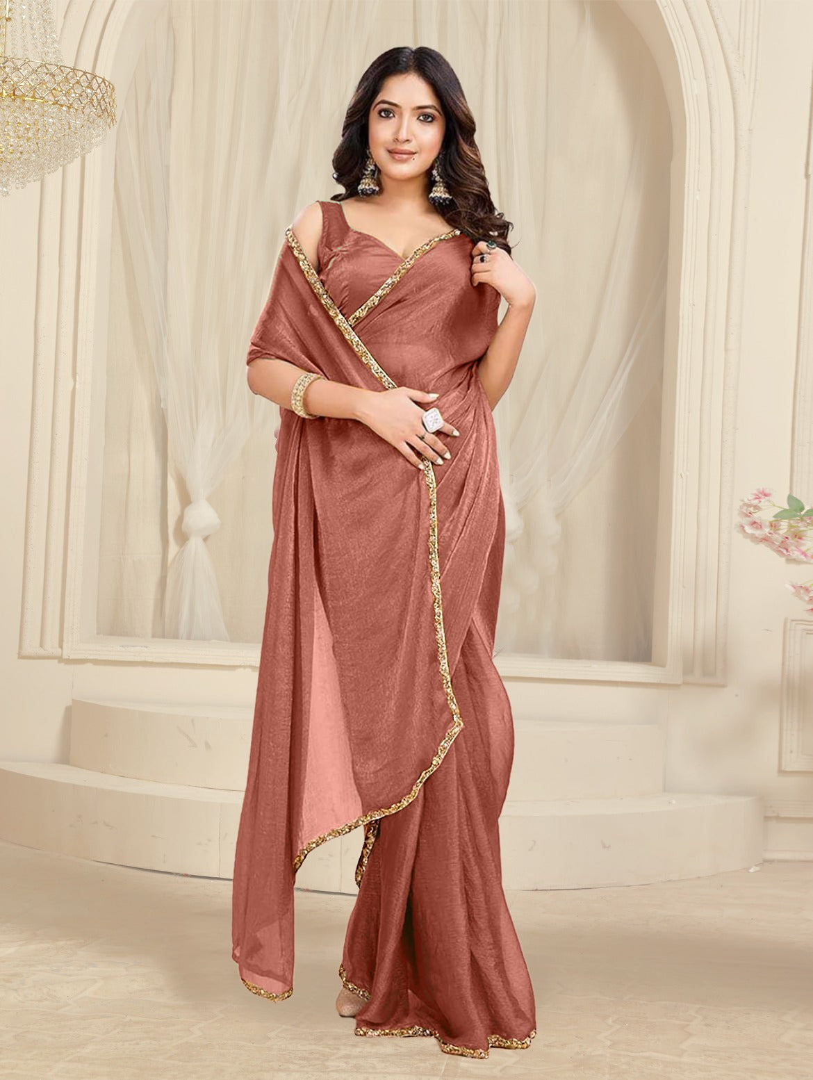 Bollywood Designer Saree with Heavy Lace Border