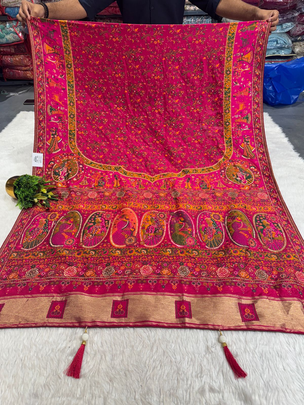 👑 Royal Pashmina Saree with King-Queen Pallu & Lagdi Patto | Vadivela & Floral Work | Just ₹1850! 🌸✨